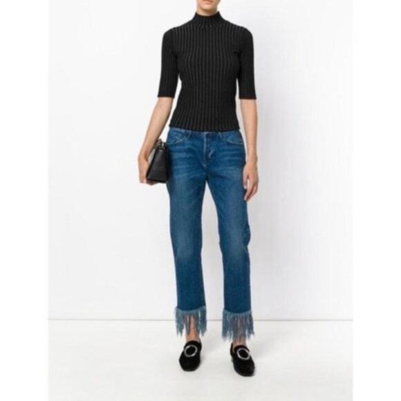Anthropologie 3x1 Jeans Straight Denim Jean Fringe Boho Festival Artsy Western - Picture 1 of 12